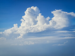 Naklejka na ściany i meble Airplane view, see clouds in the sky