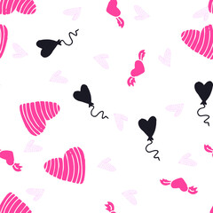 Hand drawn seamless pattern. Valentines cards. Hearts background