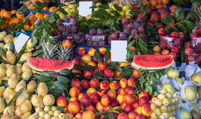 Fresh organic fruits at the greengrocer