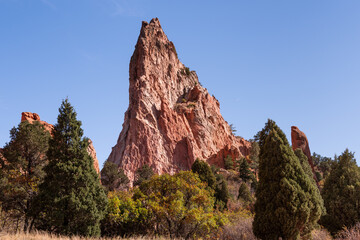 Fototapeta na wymiar Colorado Scenic Beauty - Red Rock Formations at The Garden Of The Gods in Colorado Springs