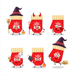 Halloween expression emoticons with cartoon character of red gloves