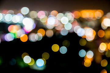 Blur defocus bokeh of light in the city with dark