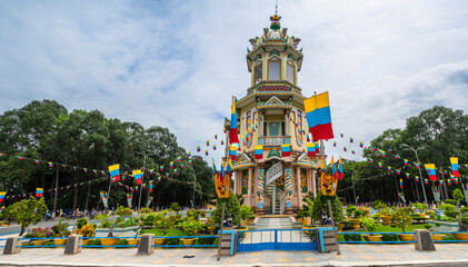 Architect and decoration outside a Cao Dai Temple in Tay Ninh province, near ho chi minh city, Vietnam