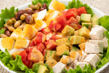 チキンとアボカドとトマトのコブサラダ