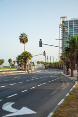 ISRAEL, Tel Aviv - 28 September 2020: Empty streets during Coronavirus quarantine. Empty streets during Covid 19 pandemic. No people. No Business, No market. Coronavirus crisis lockdown. Yom Kippur