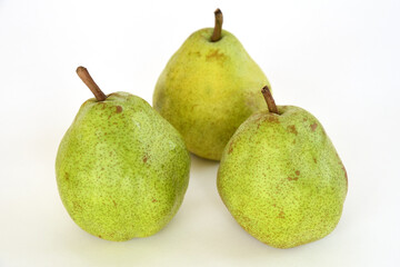 Fresh pears isolated on white background.