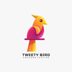 Vector Logo Illustration Bird Gradient Colorful Style.
