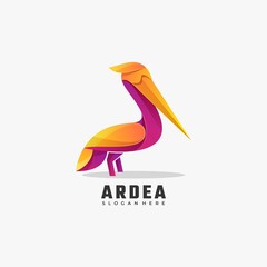 Vector Logo Illustration Heron Gradient Colorful Style.