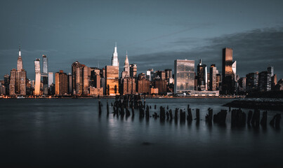 city skyline New York usa sky blue buildings Manhattan  