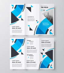 Circles blue Tri-fold business brochure design template