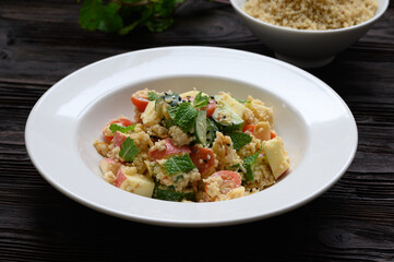 Dietary food apple qunoa salad with cucumber