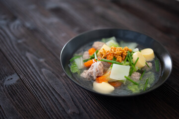 Clear Soup with Ivy Gourd, Tofu and Minced Pork