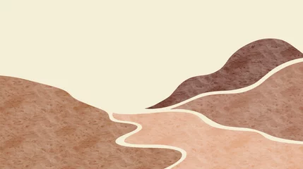 Foto op Canvas Abstract mountain landscape, Natural landscape background. Creative minimalist hand painted design for wall decoration, postcard or brochure design.vector illustration. © Kebon doodle