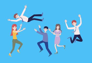 Team celebrates success. Successful working colleagues with prize. Business teamwork group employee of happy people, jumping, celebrating victory together. Achievement reward, winning characters
