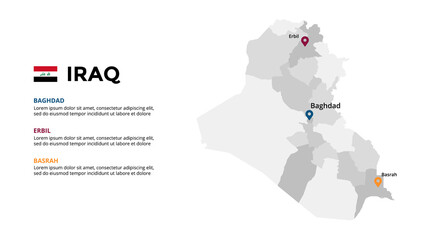 Iraq vector map infographic template. Slide presentation. Global business marketing concept. Asia country. World transportation geography data. 