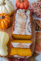 One loaf of homemade pumpkin bread 