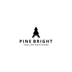 Illustration Rustic Retro Vintage Evergreen Pines Spruce Cedar trees with sunlight logo design