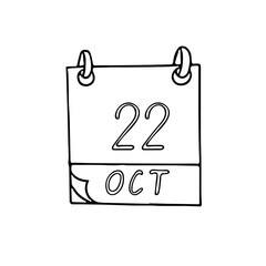 calendar hand drawn in doodle style. October 22. International Stuttering Awareness Day, date. icon, sticker, element, design. planning, business holiday