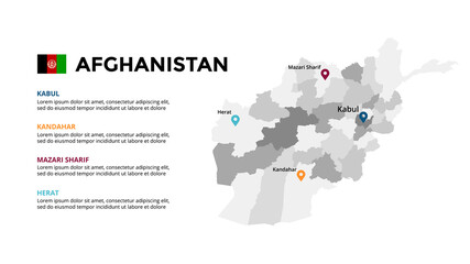 Afghanistan vector map infographic template. Slide presentation. Global business marketing concept. Asia country. World transportation geography data. 