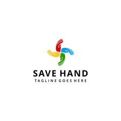 Illustration Human safe relationship icon with Hand care vector logo design