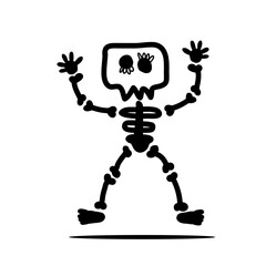 cute Hand drawn skull character. Skull doodle illustration. Vector illustration.  skull, bones for halloween element design.