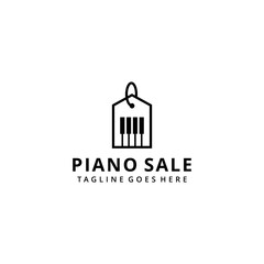 Illustration abstract modern music piano note sign with tag price logo design template