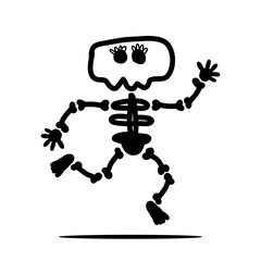 cute Hand drawn skull character. Skull doodle illustration. Vector illustration.  skull, bones for halloween element design.