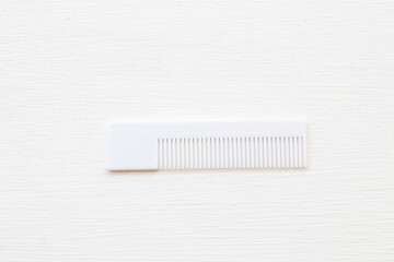 brush comb for hairdresser of lifestyle woman relax arrangement flat lay style on background white 