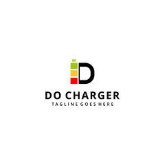 Illustration modern battery charger with initial D sign logo design template