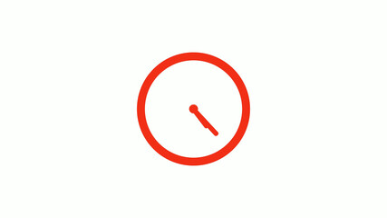 Amazing red color circle clock icon on white background, Red clock icon without trick