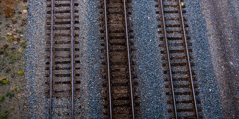 Railway track pictured from above railway station