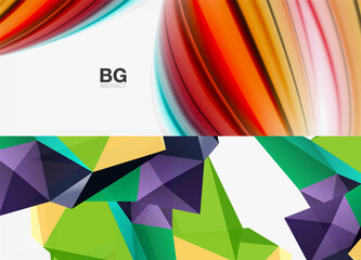 Set of modern geometric shapes abstract backgrounds. Vector illustrations for covers, banners, flyers and posters and other