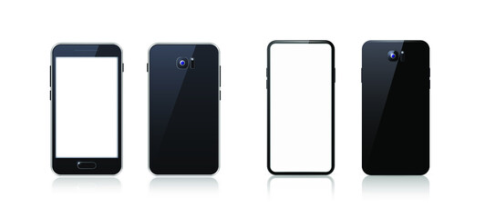 Set of Technological Devices with Blank Screen on White Background . Isolated Vector Elements