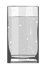 Glass with water in flat design
