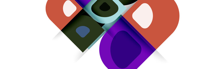 Set of vector modern geometric abstract backgrounds with repeating abstract round shapes patterns and shadow effects