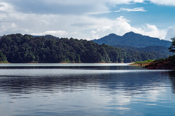 Tranquil and beautiful tropical landscape at the Kenyir Lake, Terengganu, Malaysia.