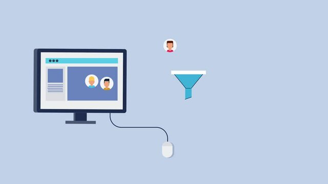 Increase business conversion rate with digital marketing strategy, convert online users to paying customers, improve sales funnel conversion, inbound marketing concept. 2d explainer animation clip.