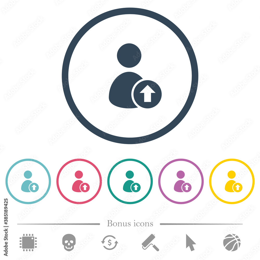 Aufkleber move up user flat color icons in round outlines