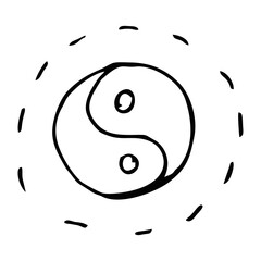 yin and yang circle vector line isolated icon.