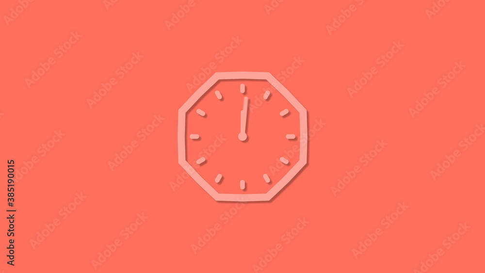 Wall mural amazing counting down clock icon red background, 12 hours clock isolated