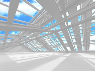 Fototapeta premium Empty white architecture with sky view