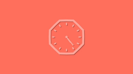 Beautiful 3d 12 hours clock isolated on red background, Clock icon