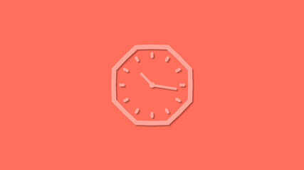 Amazing counting down 12 hors 3d clock isolated on red background, Clock icon ,New clock icon
