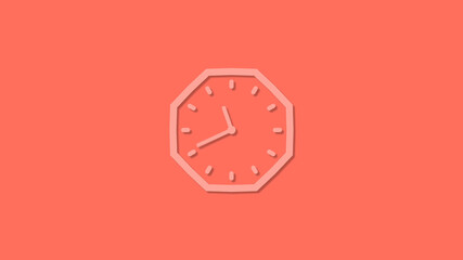 Amazing counting down 12 hors 3d clock isolated on red background, Clock icon ,New clock icon