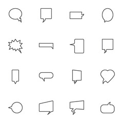 Chat speech bubble line icons set, outline vector symbol collection, linear style pictogram pack. Signs, logo illustration. Set includes icons as chat balloon comment, social media message