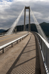 Fototapeta premium Large hanging suspension bridge in western Norway