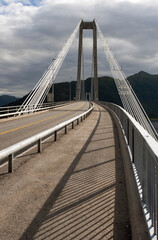 Large hanging suspension bridge in western Norway