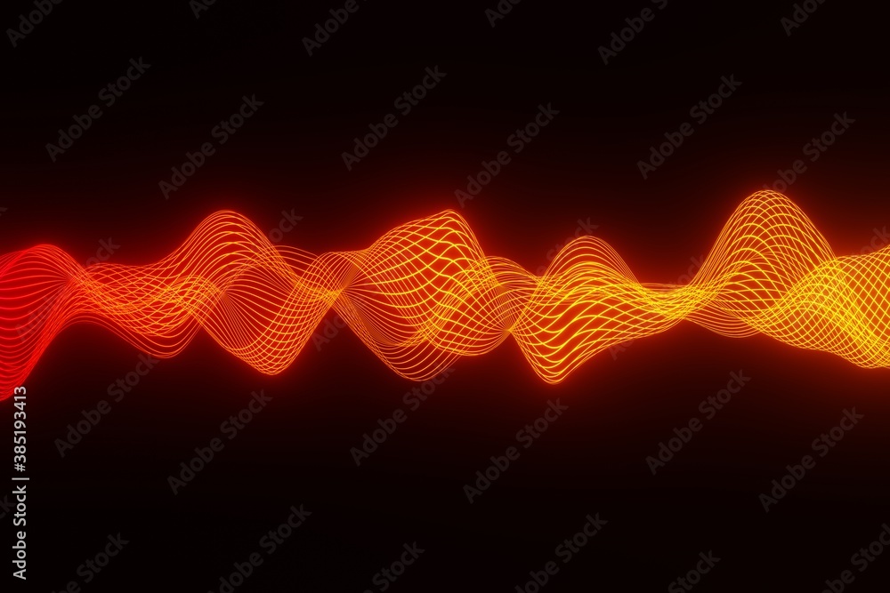 Poster abstract background orange audio wave heart beat 3d rendering