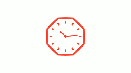 New red color counting down clock icon with trick, 12 hours clock icon