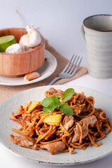 Stir Fried Hong Kong Rice Vermicelli with Pork